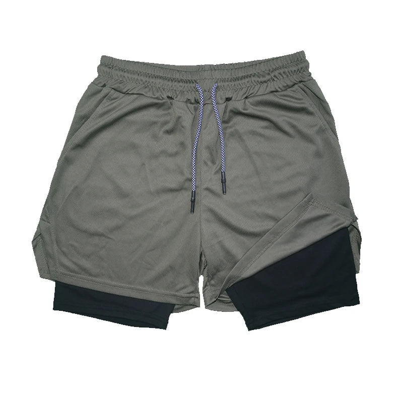 Double Layer Fitness Shorts for Summer Comfort