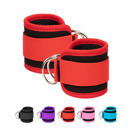 Fitness Ankle Straps Adjustable D-Ring Support Cuffs