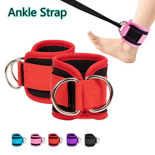 Fitness Ankle Straps Adjustable D-Ring Support Cuffs